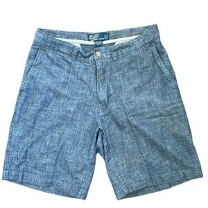 Polo Ralph Lauren Prospect flat front preppy chambray cotton blue shorts size 32